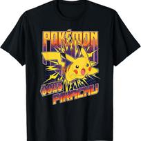 Pokémon 0025 Pikachu Ready To Fight Retro Big Chest Poster T-Shirt XL juoda