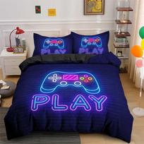 Boys Gamepad Duvet Cover Play Gamer Bedding Set Video Games Quilt Cover Twin King For Kids Teen Child Game Room Decor EU Single(135*200cm)3pcs blue