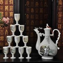 Baijiu Decanter & Ceramic Wine Glass Set with Gift Box black