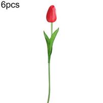 6Pcs Lifelike Artificial Tulip Flower Bouquet Decoration for Party Home Garden ryškiai raudonos spalvos