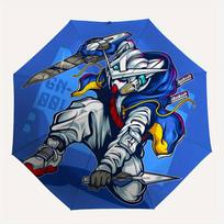 1pc Gundam Mecha Automatic Open/close Umbrella, Heavy-Duty Iron Frame, Folding Portable Design, Travel, Everyday Use192 blue