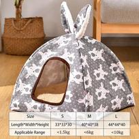 Cute Cartoon Design Non-Slip Pet Tent House for Small Dogs Cats Breathable Puppy Kennel Sofa Mat Cozy Kitten Nest Bed for Home S-33x33x30cm pilka
