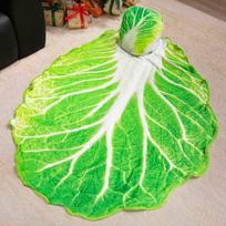Cartoon Cabbage Watermelon Duck Egg 2-in-1 Flannel Hug Pillow & Nap Blanket 100 cm white