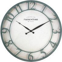 21 Farmhouse Series Wall Clock Vintage Style Retro Clock with Raised 3D Arabic Numeral Aged Teal Finish Wall Decor for Living R white