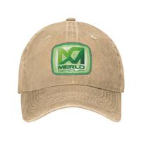 Merlo Logo Denim Cap Casual Baseball Caps Adjustable Hat Summer Unisex Baseball Hats One Size gray