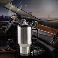 450ml Car Heating Cup by Cigarette Lighter Plug Stainless Steel Vehicle Heated Coffee Cup 12V for Heating Water Coffee and Tea China Mainland gray