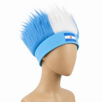 World Cup Wig with Logo, National Flag Colors,Headgear,Fan Wigs CostumeBrazil, Argentina, France, Germany, Mexico, United States (Black,3Pcs/Lot) juoda