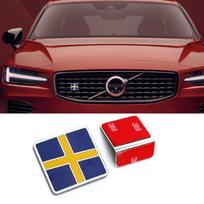1Pc Car Front Grill Hood Trunk Emblem Logo Decor Sticker Metal Car Tuning For Volvo XC80 XC90 V60 V70 V90 S70 S80 S90 Swedish Flag black