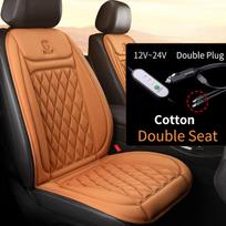 2PCS Heated Car Seat Cover 30' Fast Heating 12V-24V Heating Car Seat Cushion  Three Gears Car Heater Thicken for Winter brown