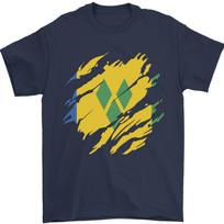 Torn Saint Vincent and Grenadines Flag Football Mens T-Shirt 100% Cotton S yellow