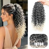 Synthetic Clip In Loose Drawstring with Ponytail Wig Extensions Long Curly Ponytail Perfect for Women Daily Cosplay Party 40.64cm black