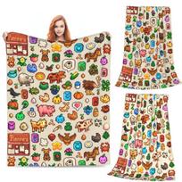 Stardew Valley Animals Blanket Soft Warm Flannel Throw Blanket Plush for Bed Living room Picnic Travel Home Sofa Size: 75*100cm, Weight: 230 GSM brown