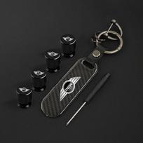 Carbon fiber Tire Valve Stems Cap Keychain Style Wheel Air Valve Cover For BMW Mini Cooper R50 R53 R55 R56 R60 R61 F54 F55 F56