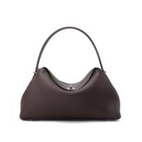 First Layer Cowhide Pillow Bag Women'S Light Luxury Leather Niche Messenger Bag Fashionable Large Capacity Shoulder Bag 32*12*19cm šokoladas
