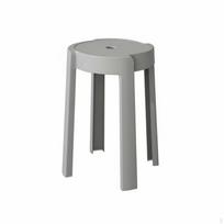 Stackable Round Top Stool Easy to Clean Seat SingleUnitPiece Molded Home Furnishing Gray_Reinforced