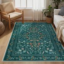Beige Floral Area Rug – Luxury Large Non-Slip Floor Mat for Living Room  Bedroom, Soft Machine Washable Coffee Table Rug 80x120cm(31x46in)