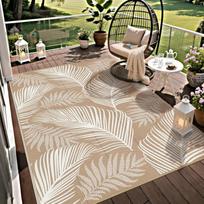 Tropical Palm Leaf Outdoor Rug Non Slip Waterproof Floor Mat for Terrace Balcony Poolside Camping Living Room Home Decor 50x80cm 20x31inch