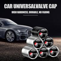 3D Metal Car Wheel Tire Valve Caps Tyre Air Stem Covers Accessories For Audi OOOO SLINE RS S TT A4 B8 A3 8P A6 C7 8V B6 B7 B9 Q5 black