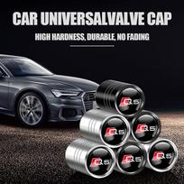 3D Metal Car Wheel Tire Valve Caps Tyre Air Stem Covers Accessories For Audi OOOO SLINE RS S TT A4 B8 A3 8P A6 C7 8V B6 B7 B9 Q5 sliver