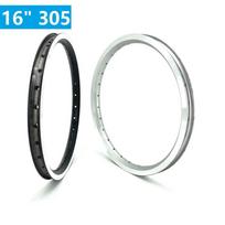 Sulankstomo dviračio 16 colių 305 ratlankiai Aliuminio lydinio dvigubos sienelės ratlankis 20 24 28 32 36 skylės Dviračio ratlankiai Silver 24 Hole
