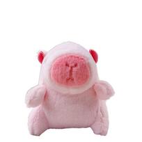Pink Plush Capybara Doll Toy Stuffed Animals Keychain Pendant Car Ornament Bag Decoration Cartoon Capybara Doll Birthday Gift white