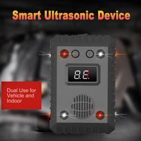 Ultrasonic Vehicle Animal Deterrent with 8 Strobe Lights, Auto Start Stop for Car Engines, Garage, Storage Room, Indoor gray