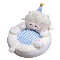 Lazy Seat Thickened Floor Cushion Soft Plush Fabric Seat Pad Cartoon Appearance Warm Floor Pouf Indoor Space white