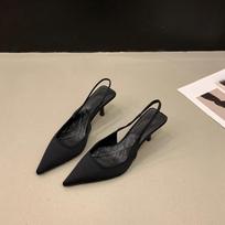 Batai moterims Mada Užslidinami Moteriški Aukštakulniai Vasariniai Vienspalviai Ofiso ir Karjeros Seksualūs Smailianosiai Sandalai su Kulnais Moterims 39 juoda