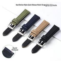 Greitai nuimamas nailoninis laikrodžio dirželis su odiniu vidiniu sluoksniu, Galimas 20 mm ir 22 mm dydžio išmaniesiems laikrodžiams 20mm tamsiai mėlyna spalva