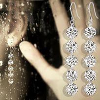 Fashion Five Long Drop Hook Earrings Charming Women Bride Jewelry Gift AVE black