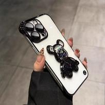 Suitable for Iphone17 Flowing Sand Violent Bear  Phone Case  Borderless Apple 16PROMAX, High End Electroplated Case 15 iPhone12pro brown