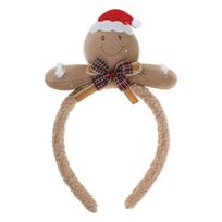 Gingerbread Plush Headbands Lovely Christmas Hair Hoop Holiday Party Headpiece for Various Hairstyles chaki