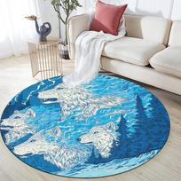 Wolf pattern round rug,Carpet Rug for Living Room Bedroom Sofa Playroom Decor,Non-slip Floor Mat,Holiday Gifts and Birthday Gifts. 80cmx80cm gray