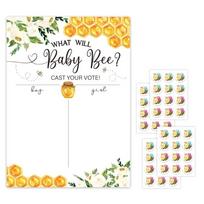 Boy or Girl Gender Reveals Parties Decoration Practical Game Poster and Stickers Convenient Baby Shower Voting Supplies 1 beige