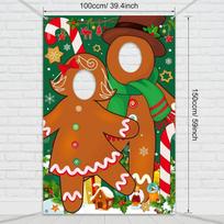 Gingerbread Backdrop Christmas Gingerbread House Backdrop Photo Booth Party Decor Items Large Photo Stand In Background Holiday Xmas POLYESTER blue