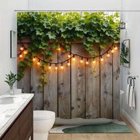 Rustic Charm And Nature'S Embrace Wall Tapestry For Cozy Home Decor, Featuring A Warmly Lit Wooden Fence With Twinkling W60H190(CM)-1 Pcs black