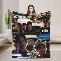 New Arrival Criminal Minds Spencer Reid Flannel Blanket  Warm Throw Blanket for Couch Chair Camping Bedspread Sofa Bed Cover 80x120cm(31x47inch) black