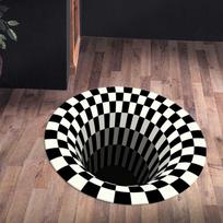 3D Optical Illusion Spiral Hole Round Rug Modern Minimalist Dots Floor Mat Soft Non-Slip Carpet for Living Room Bedroom Hallway 80cm x 80cm gray