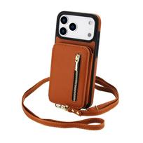Crossbody Card Slots Zipper Leather Wallet Phone Case for IPhone 17E 16E 17 16 15 14 Plus 13 12 11 Pro Max Protection Cover iPhone17