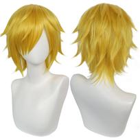 Universalus Trumpas Cosplay Perukas Sidabrinis Raudonas Rožinis Šviesus Žalias Juodas Tiesus Vyriškas Perukas Helovino Cosplay Kostiumų Šventei (YELLOW,1pc) geltona