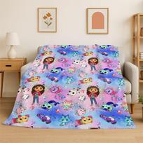 Cute Gabbys Dollhouse Cartoon Girl Soft Flannel Throw Blanket,Warm Cozy Blanket for Bed,Couch,Sofa,Bedroom,Living Room,Picnic Size: 75*100cm, Weight: 230 GSM gray