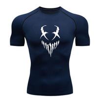 Men's Compression Athletic Workout T-shirt, Scary Ghost Face XXXL tamsiai mėlyna