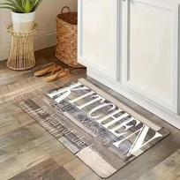 2 Pcs Rustic Wood Grain Kitchen Rug Set Non-Slip Oil Proof Washable  The Heart of the Home  Print Floor Mats 40cmx60cm
