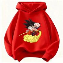 Dragon Ball Z Goku Infant Patterned Children's Hooded Shirt Damaged - Fighting Pattern - Boys' and Girls' Teenage Hooded Shirt 160 red