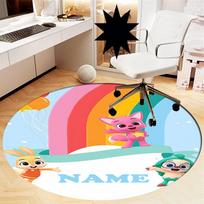 Custom Name Pinkfong Wonderstar Printed Round Rug Carpet Chair Rug Area Rug Entryway Doormats,for Office Chair Living Room Bedroom Kitchen Room. 80cmx80cm