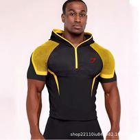 GYMSHARK Vyriškas ONYX 5.0 Greitai džiūstantis pusiau užsegamas sportinis džemperis su gobtuvu EU-S black