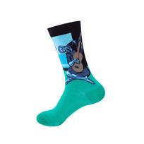 Moyu Trendy Mid-Calf Cotton Socks with Printed Logo for Men and Women – Autumn/Winter Collection One Size black