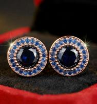 New Hong Kong Style Full Diamond Round Stud Earrings for Women - European & American High-End Hollow Design, Innovative and Stylish Jewelry gray