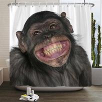 Juokinga dušo užuolaida 3d vonios užuolaidos Beždžionė Orangutanas Gyvūnų spauda Vandeniui atsparus poliesteris vonios kambario dekorui didelė 180x200cm W90xH180cm