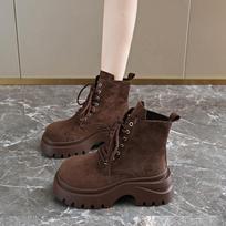 Retro High-heeled Short Boots for Women, 2025 Autumn/winter New Style, Matte Thick-soled Boots with A Large Head Design 36 ruda
